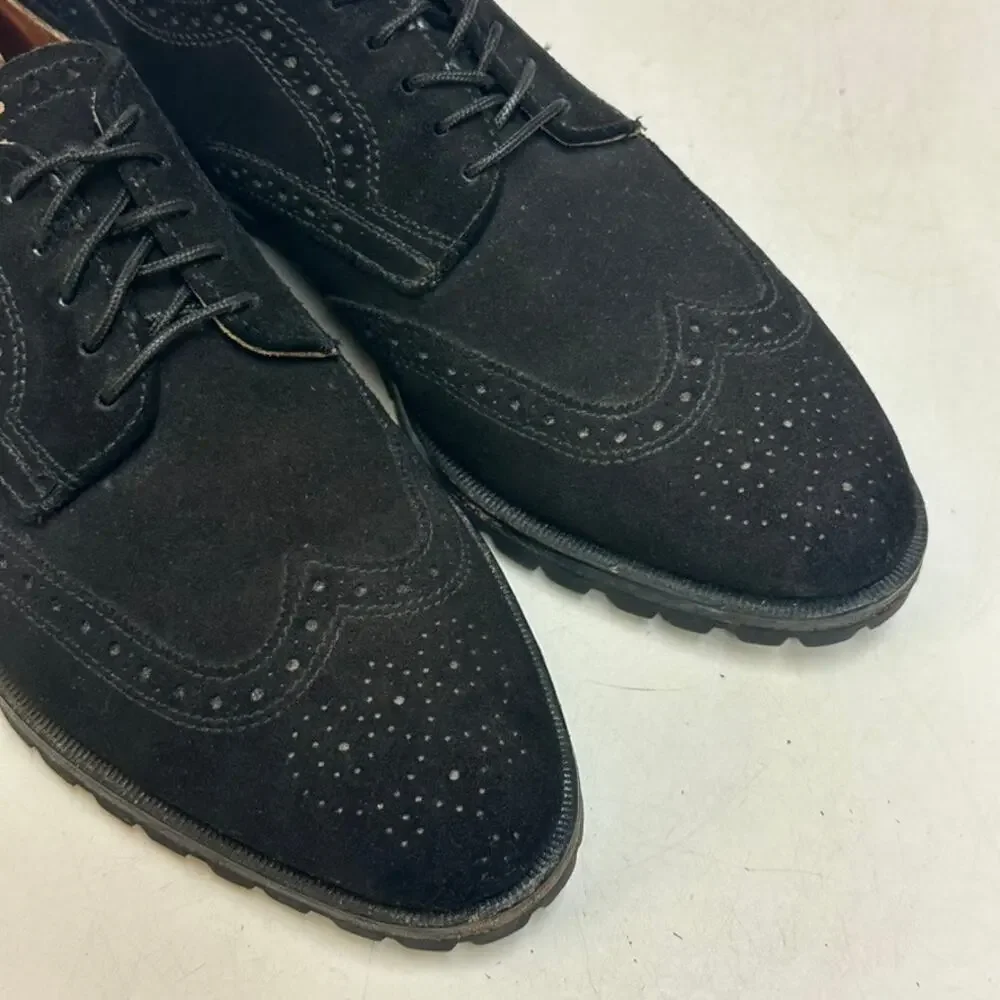 EXCELLENT Rancourt & Co x Cole Haan Black Suede Wingtip Vibram Made in USA 8.5 D